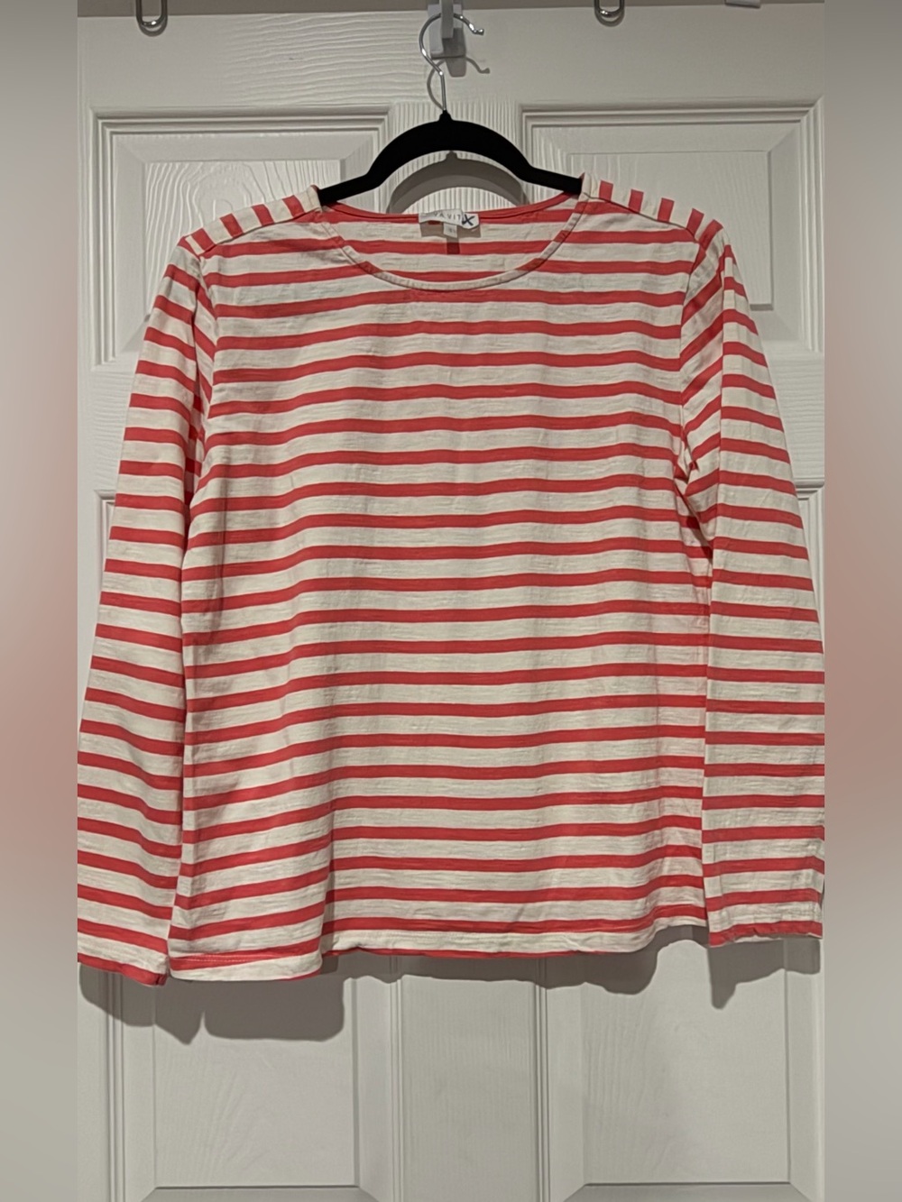Striped Long-Sleeve Women’s Top - Orange & White